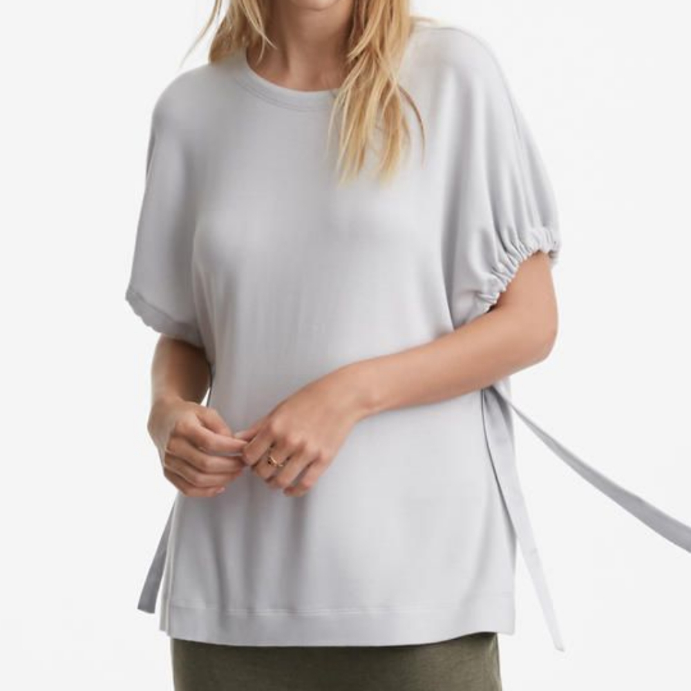 Nwt Lou & Grey gray top with ribbon ties